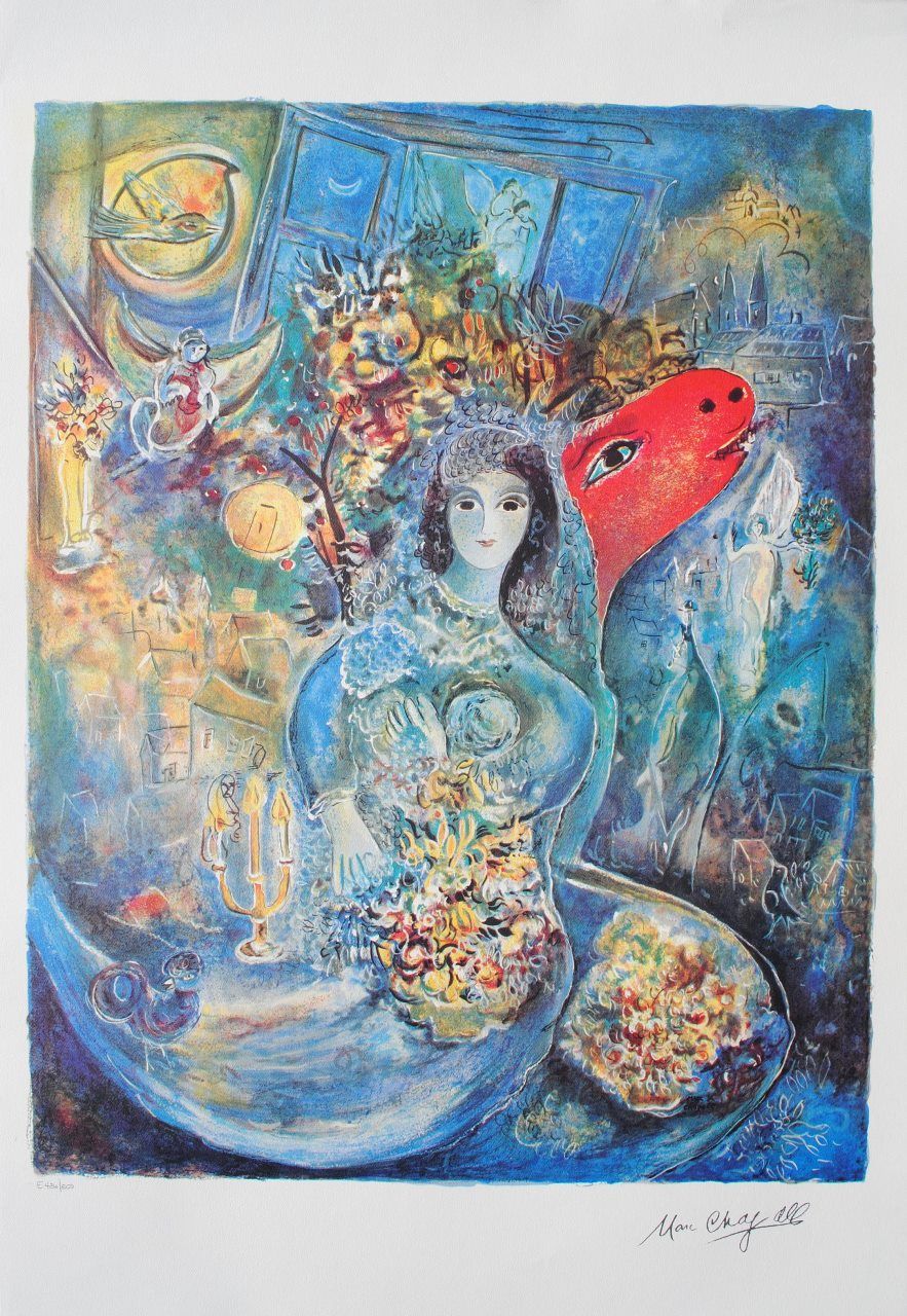 Marc Chagall Marc CHAGALL (1887-1985) (d'après)

La mariée aux fleurs

Impressio&hellip;