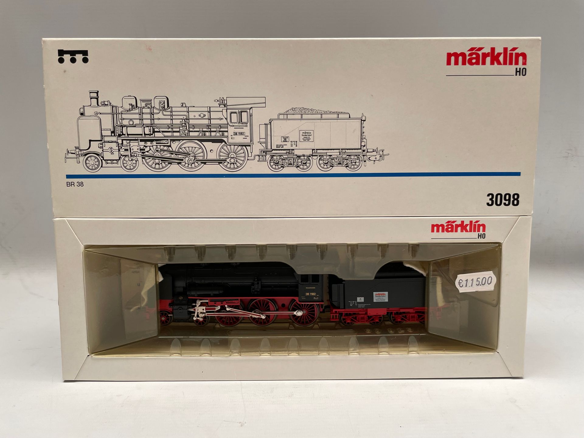 Null MARKLIN, HO.DB型BR 38 230机车和招标，编号3098。全新的盒装。