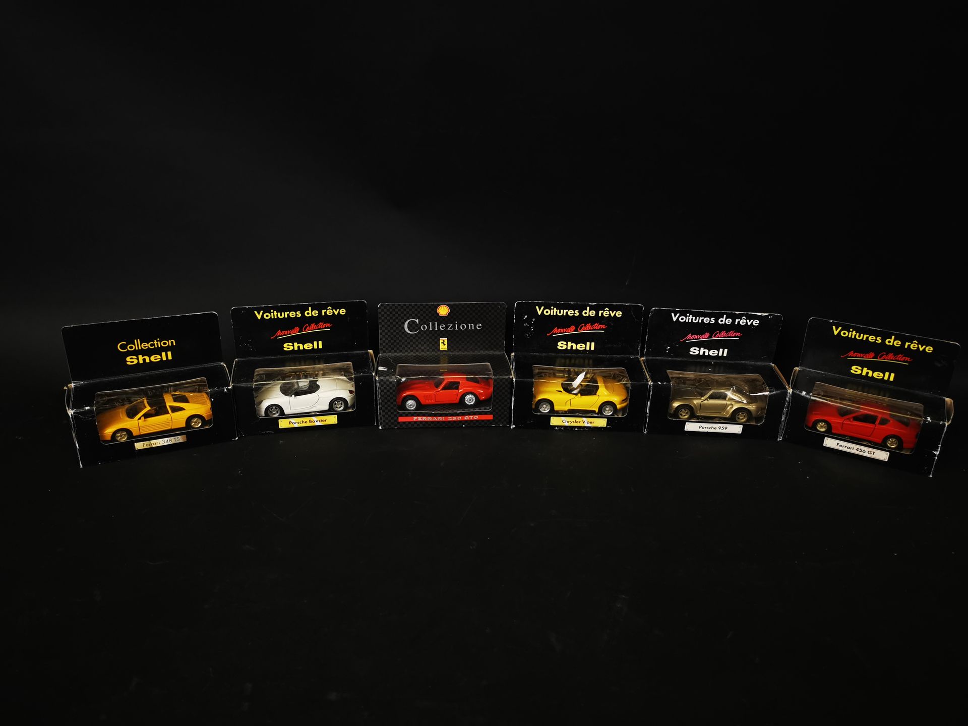 Null SHELL edition lot of 6 cars including PORSHE 959 and BOXSTER, Ferrari 456 G&hellip;