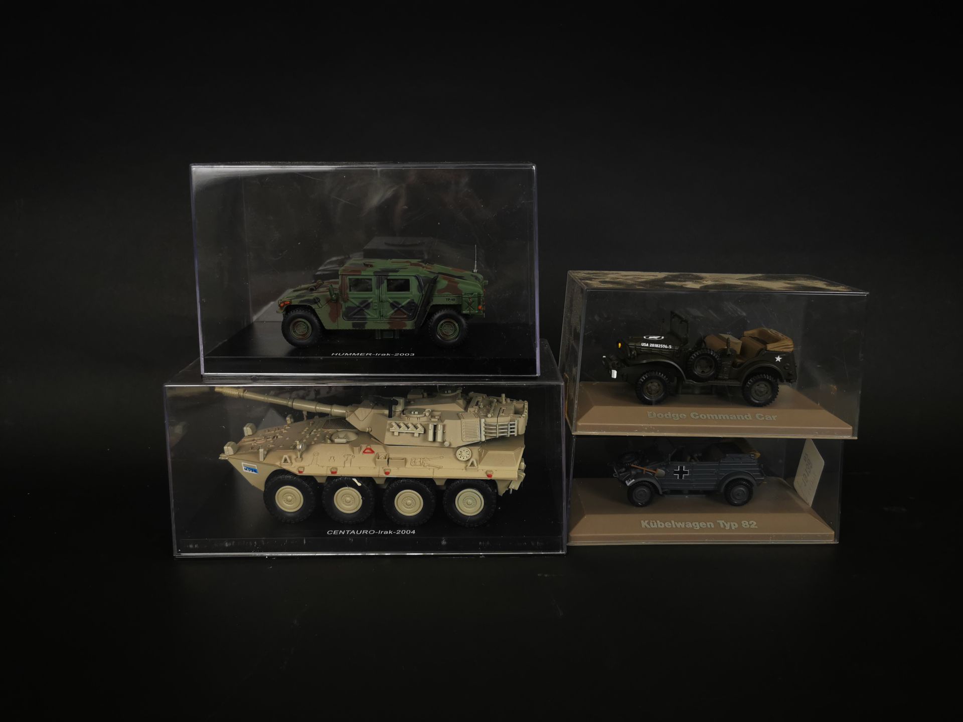 Null Set of 4 military vehicles including HUMMER and DUDGE comand car