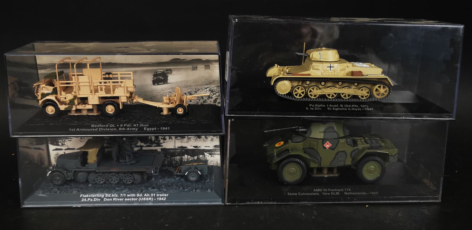 Null Set of 4 military vehicles including AMD 35 PANHARD 178