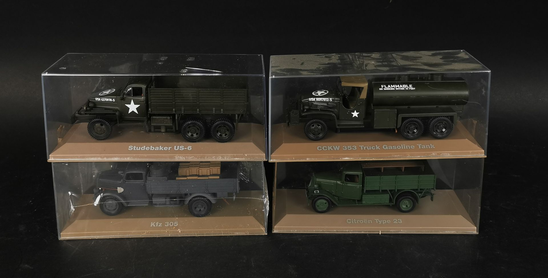 Null Set of 4 military vehicles including CITROEN type 23 and STUDEBAKER