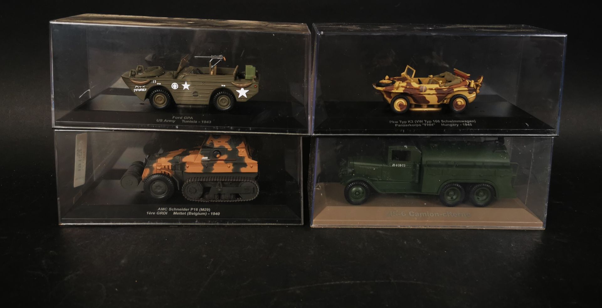 Null Lot of 4 military vehicles including FORD GPA, AMC SCHNEIDER P16...