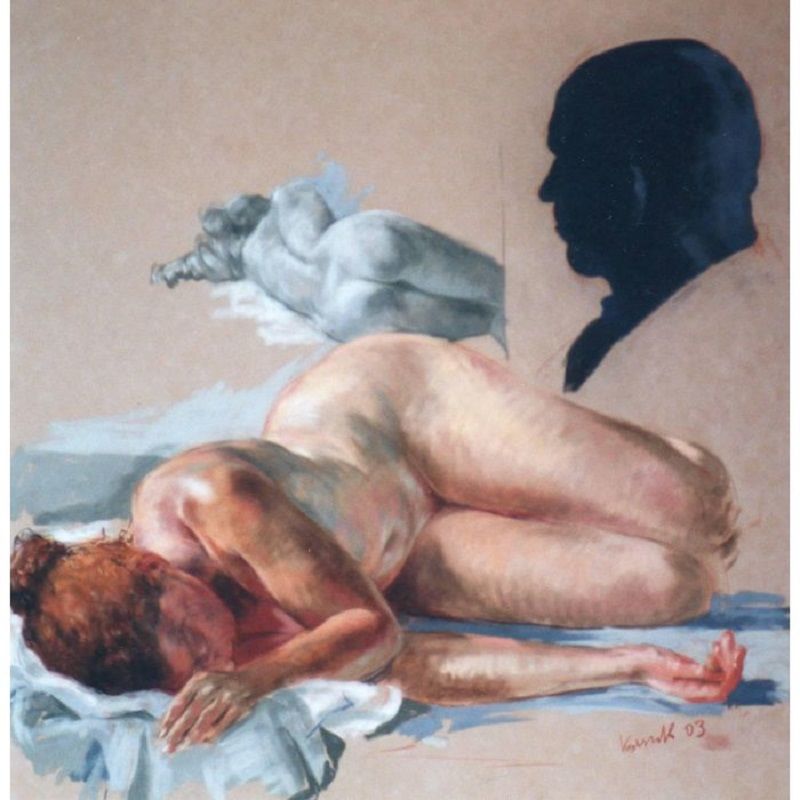 Wolfgang Alexander Kossuth 沃尔夫冈-亚历山大-科苏斯 《安娜与自画像》，2003年 纸上粉笔画 右下角有签名 尺寸：99.5 x 8&hellip;