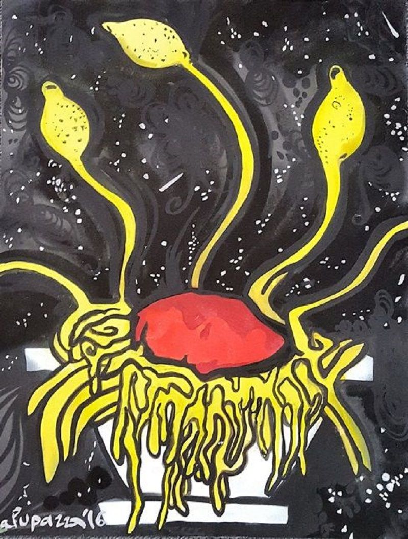 La Pupazza La Pupazza Spaghetti au citron Acrylique et spray sur papier L'oeuvre&hellip;