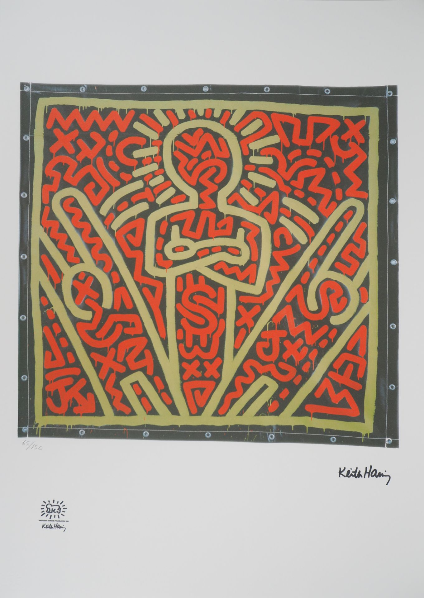 KEITH HARING Keith HARING（后

提交

牛皮纸上的绢印画

板块中的签名

携带干燥的邮票（左下）。

编号为/150份

70 x &hellip;