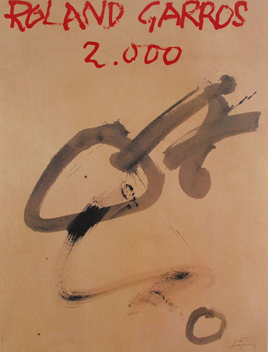 Antoni TAPIES 安东尼-塔皮斯 (1923 - 2012)

罗兰-加洛斯，2000年

由Galerie Lelong出版的胶印海报

右下角的盘&hellip;