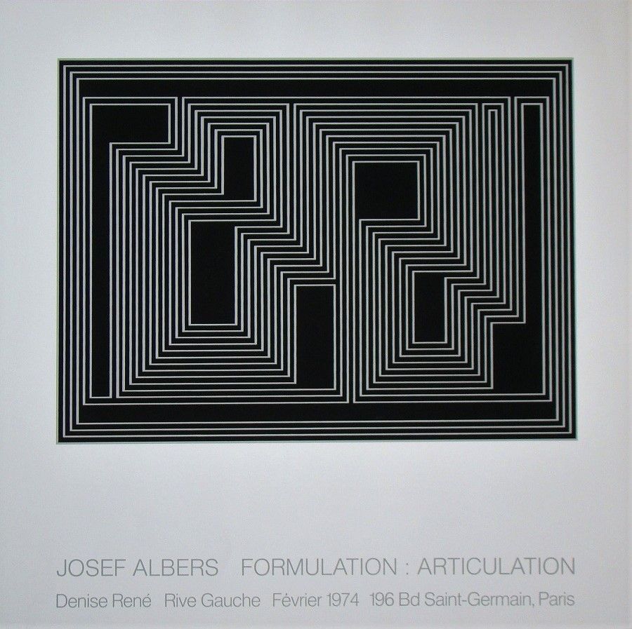 Josef ALBERS Josef Albers ( 1888 - 1976 )

拟订：衔接，1974

原创双色绢印画（结构星座）。

纸板上，无签名。
&hellip;