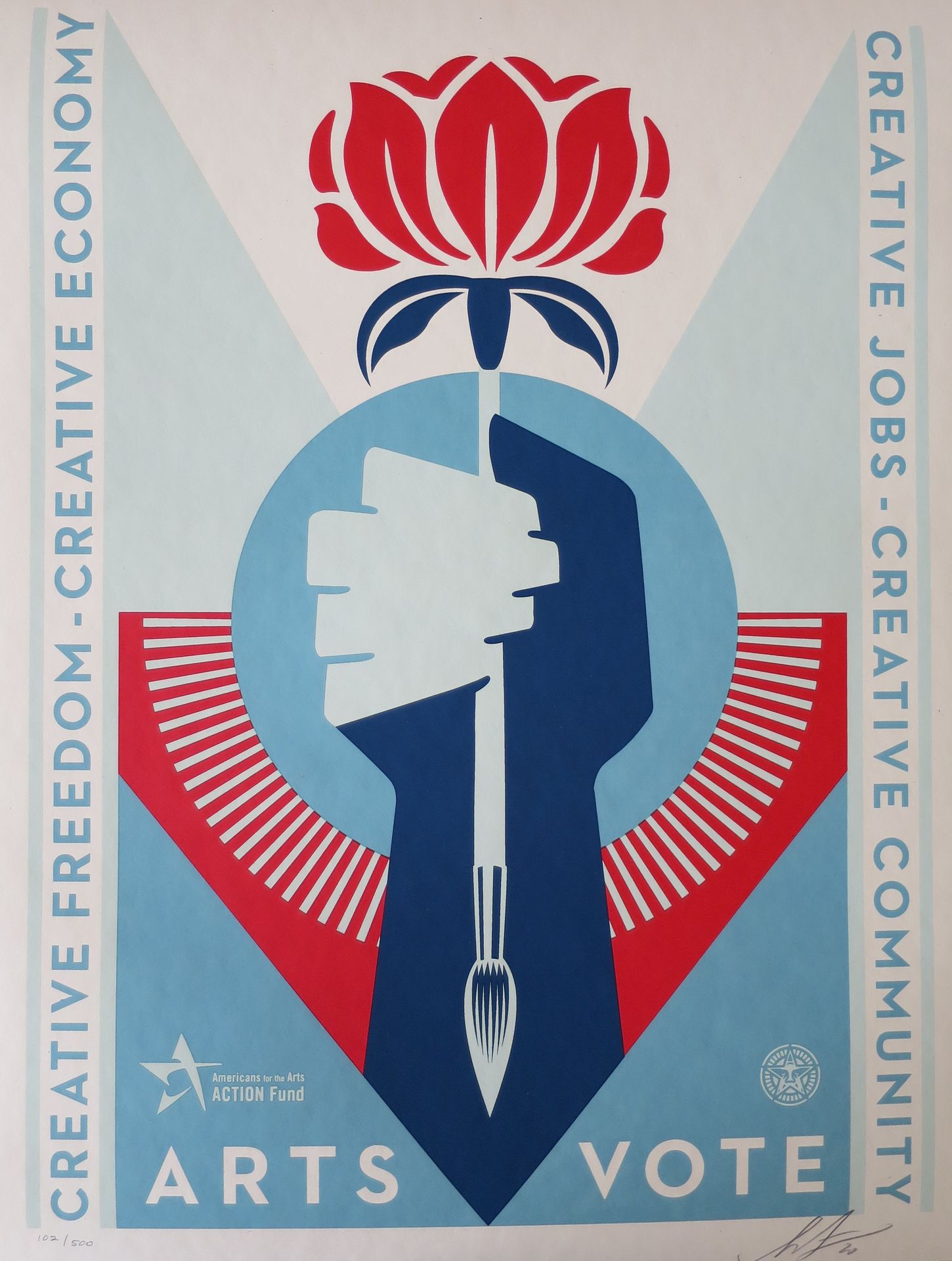 Shepard FAIREY Shepard Fairey (Obey)

艺术投票，2020

丝网印刷在Speckletone奶油纸上。

签名：Shepa&hellip;