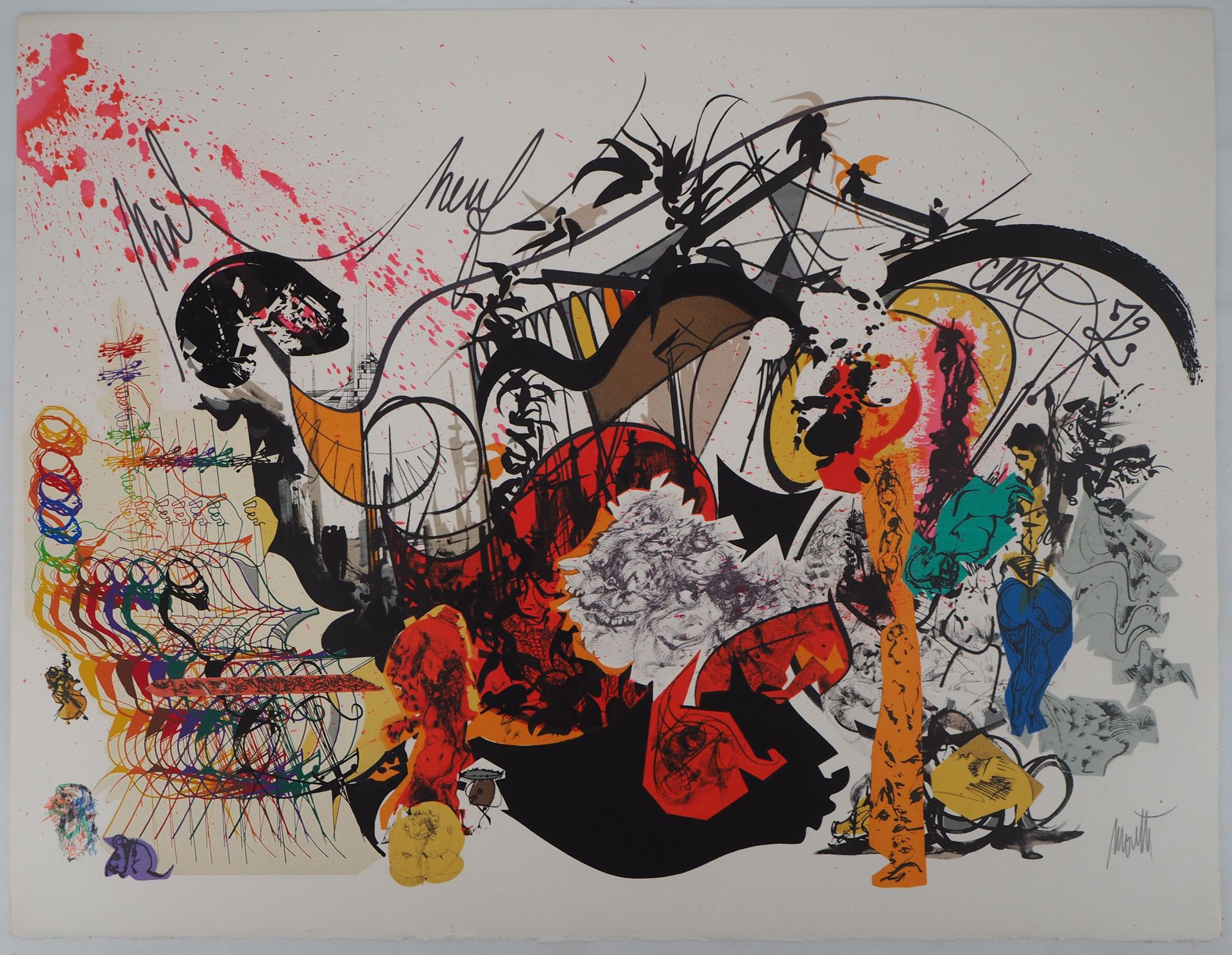 Raymond MORETTI 雷蒙德-莫雷蒂 (1931 - 2005)

音乐家们，1974年

牛皮纸上的彩色石版画原件

右下方有铅笔签名

有编号/1&hellip;