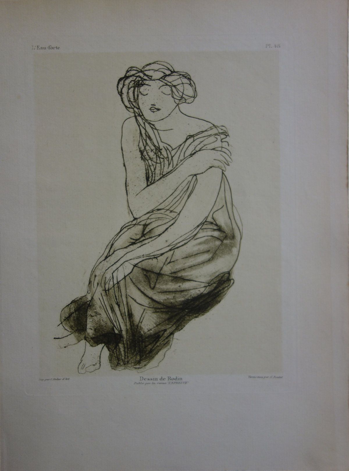 Auguste RODIN 奥古斯特-罗丹（1840-1917）（后）。

赤膊上阵

 牛皮纸上的软清漆雕刻

 Henri Boutet根据罗丹的画作雕刻而&hellip;