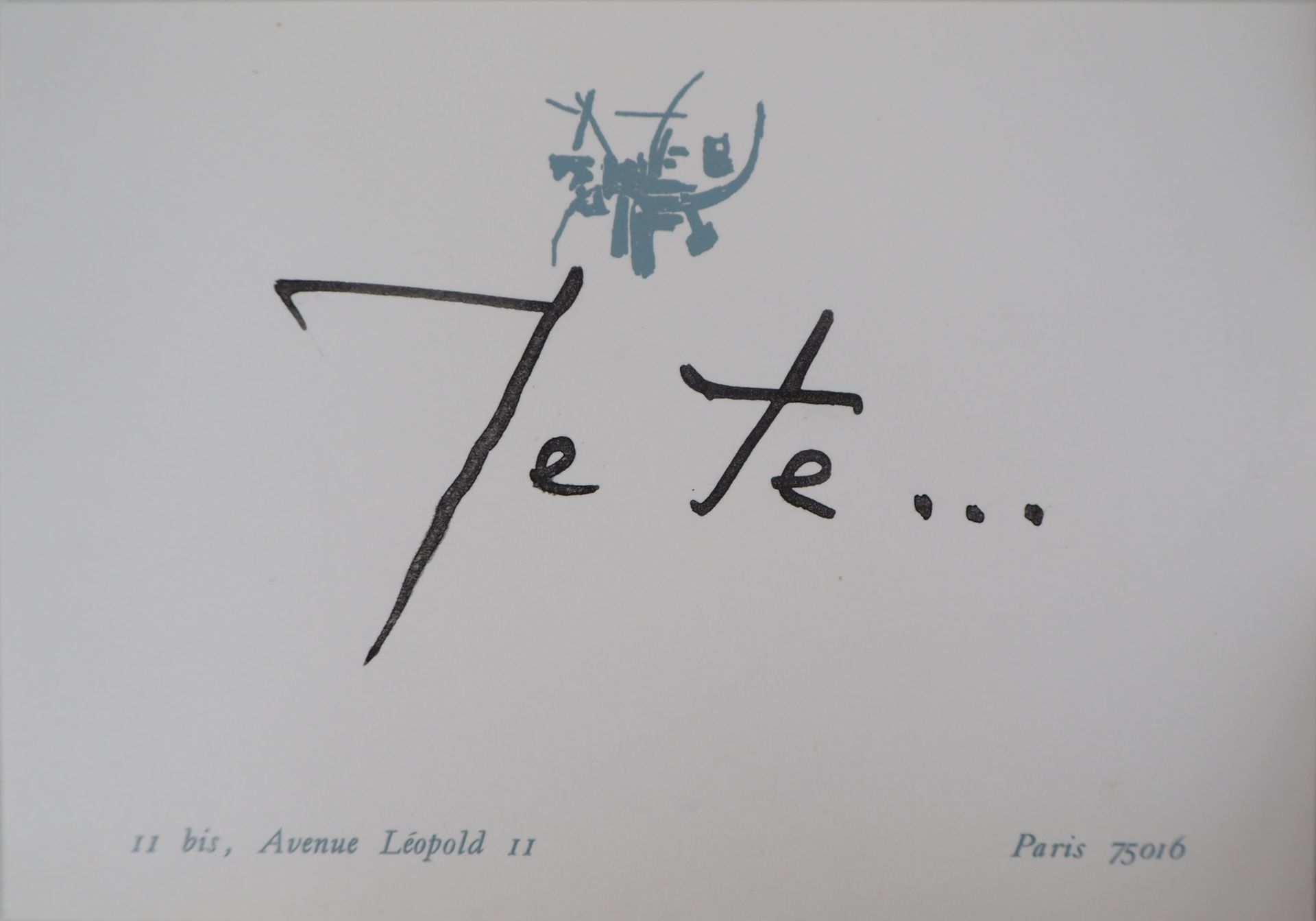 Georges MATHIEU Georges MATHIEU

手写的信，1993年

原有的名片上用墨水写着 "Je te..."。

(纸板上的名片 10&hellip;