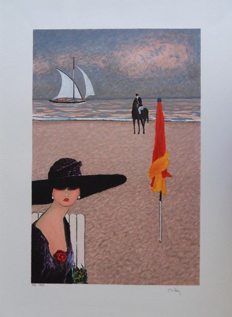 Ramon DILLEY 拉蒙-迪尔利(1932-)

在多维尔戴着帽子的优雅女人

原始石版画

板块中的签名

美术纸上

尺寸：55 x 74 cm

铅&hellip;