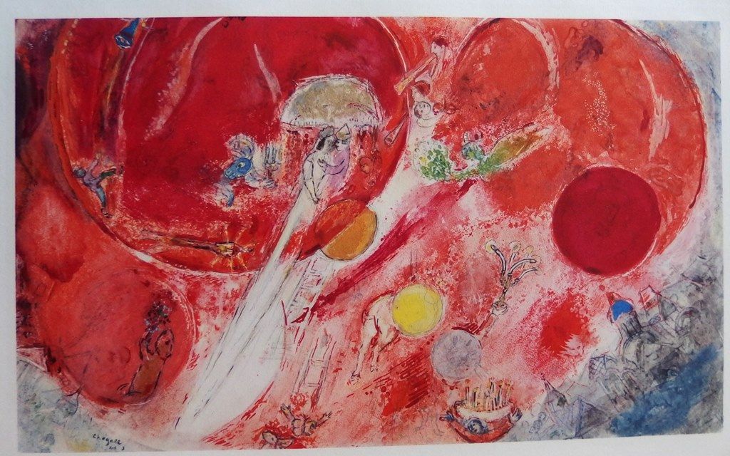 Marc Chagall 马克-夏加尔（后

天空中的恋人

根据1911年的水粉画制作的石版画和拼贴画

精织纸上

板块中的签名

21 x 33 cm

&hellip;