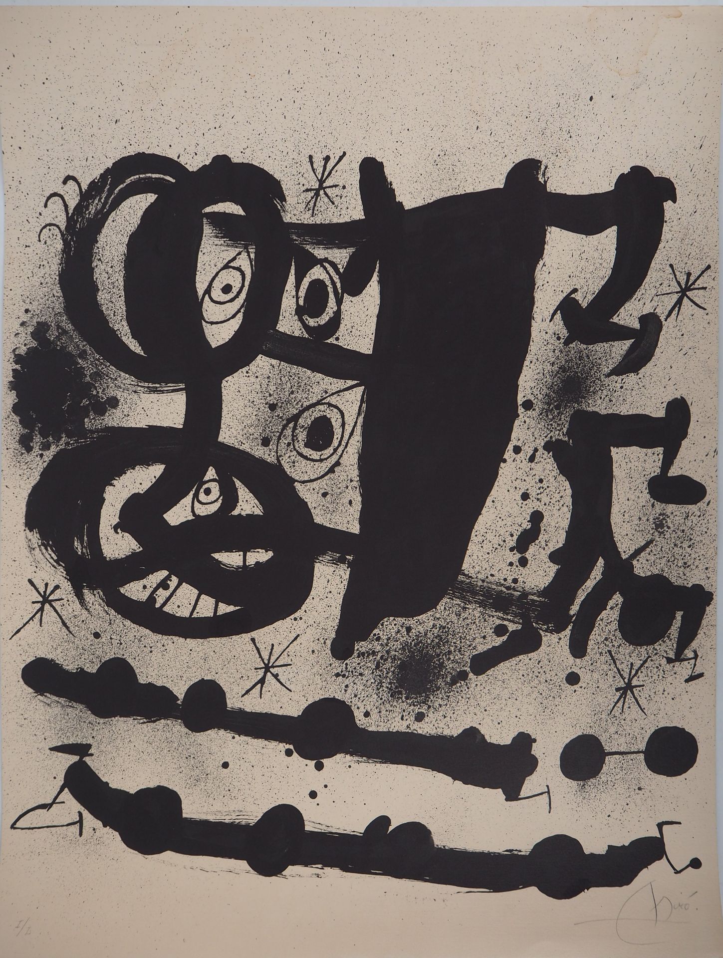 Joan Miro Joan MIRO (1893-1983) Surreal face Original lithograph Signed in penci&hellip;