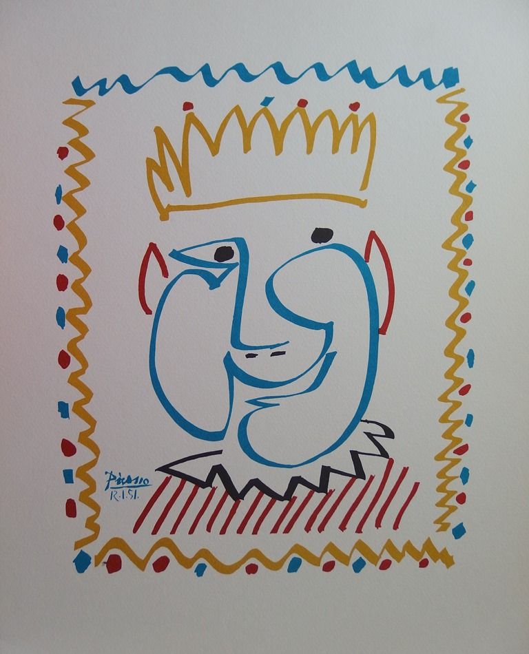 Pablo PICASSO 巴勃罗-皮卡索（后

狂欢节：国王

根据巴勃罗-毕加索的画作进行的胶印（逐个色调的印刷）。

板块中的签名

牛皮纸上 48 x &hellip;