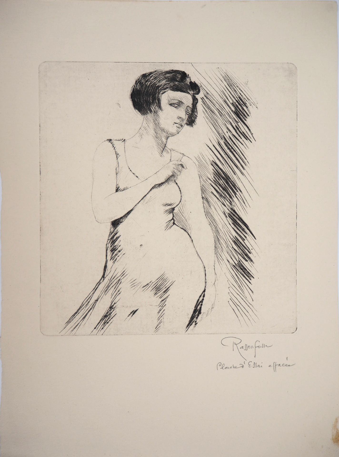 Armand RASSENFOSSE 阿曼德-拉森福斯(1862-1934)

穿裙子的女人，1928年

原始干点蚀刻画

用铅笔签名

日期为1928年

&hellip;