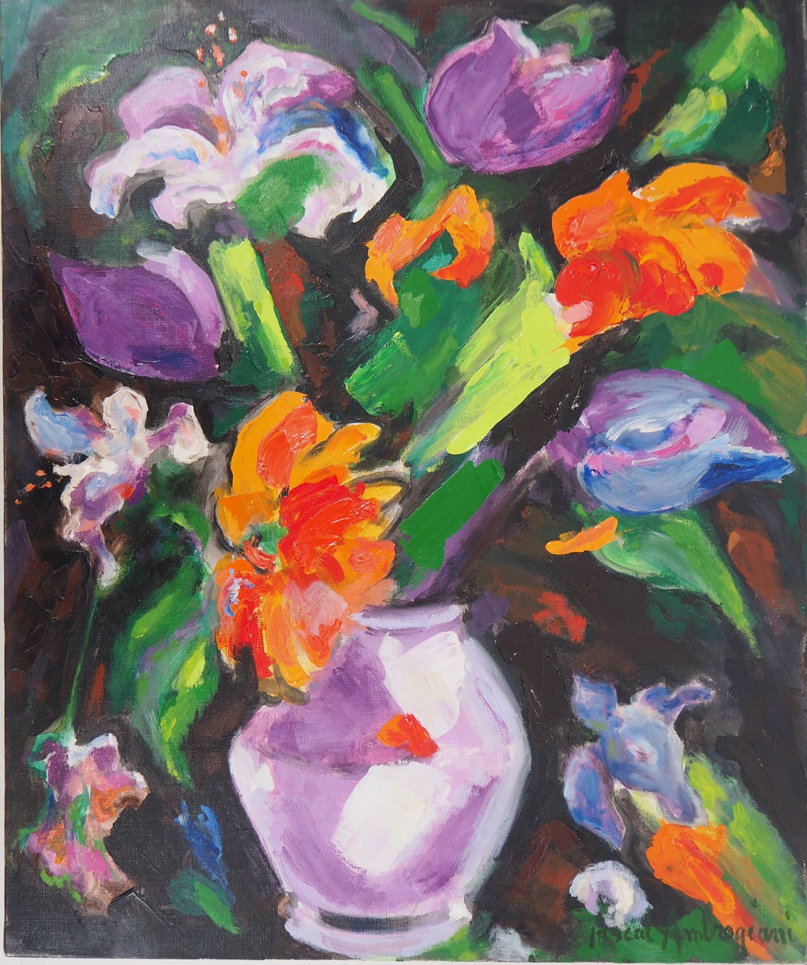 Pascal AMBROGIANI Pascal AMBROGIANI Bouquet of lilies and tulips Oil on canvas S&hellip;