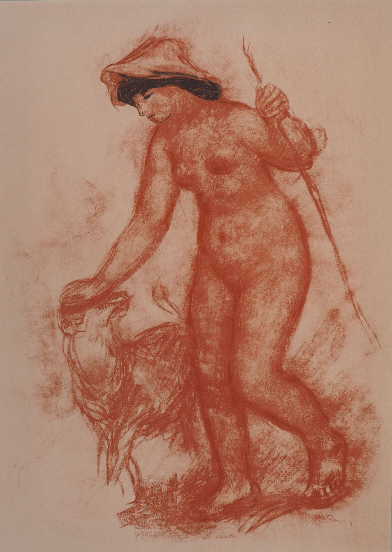 Auguste RENOIR 奥古斯特-雷诺尔（后

牧羊人和羔羊

石版画和钢印粉彩（Jacomet工艺）。

板块中的签名

裱在羊皮纸上 45 x 34 &hellip;