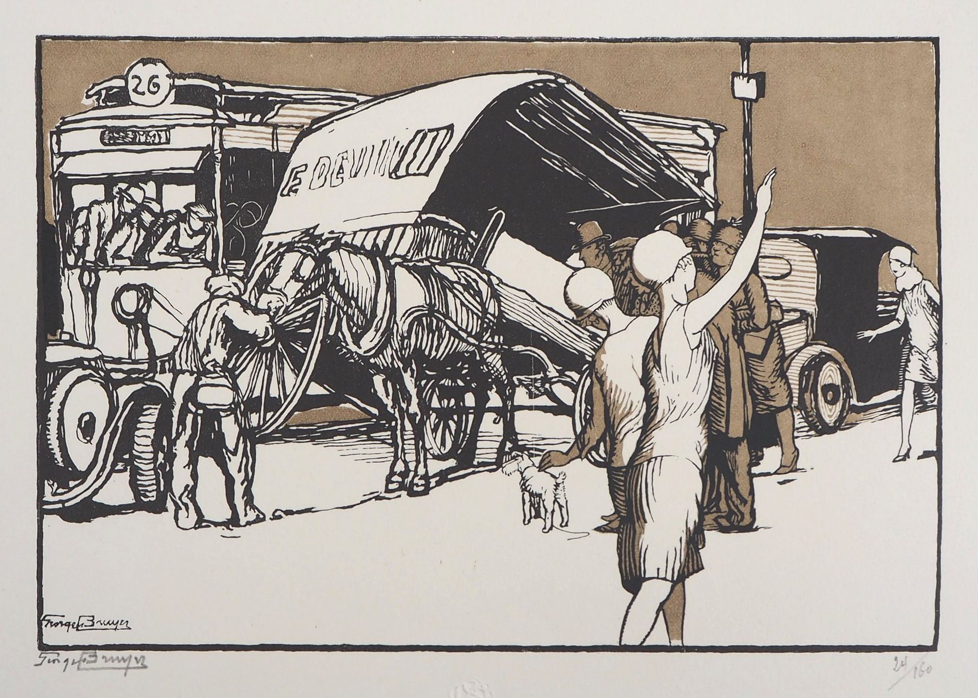 Georges Bruyer Georges BRUYER

事故，在街上，1929年

原始木刻

用铅笔签名

有编号/160份

牛皮纸上 25 x 32&hellip;