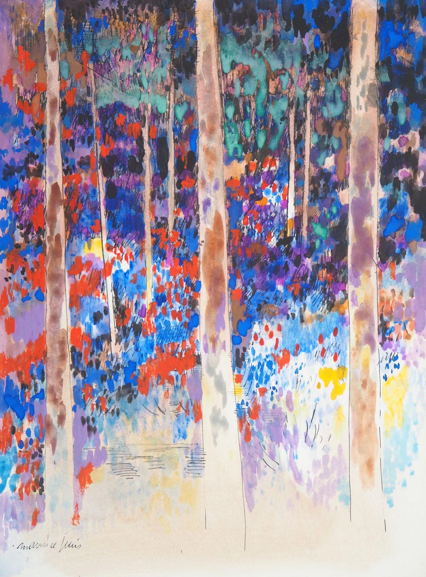 Maurice GENIS Maurice GENIS

超现实主义的梦，森林中的夜行

水彩画、水粉画和水墨原稿

右下方有墨水签名

纸上，36,5 x 2&hellip;
