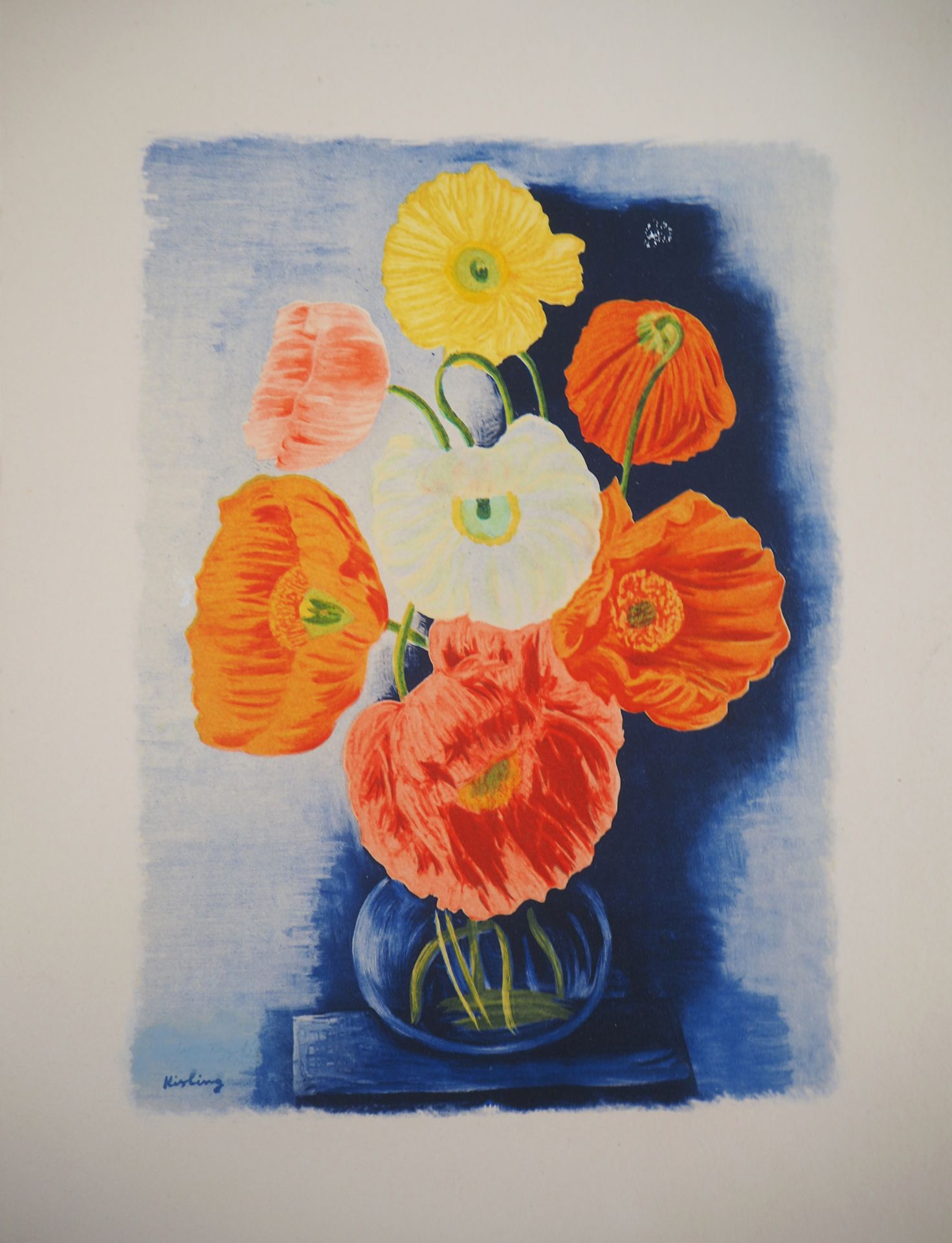 Moise Kisling Moses KISLING Bunch of poppies Original lithograph Signed in the p&hellip;