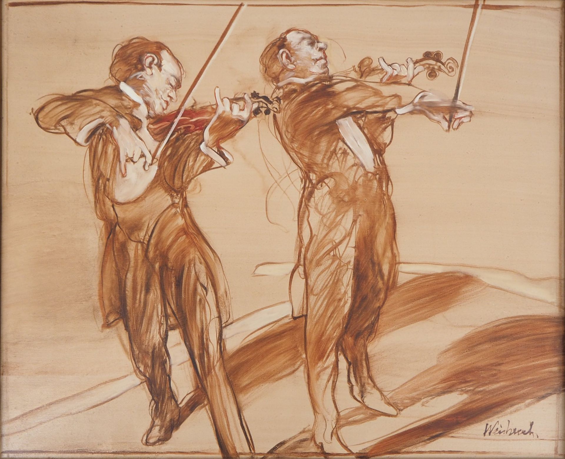 Claude WEISBUCH 克劳德-魏斯布赫

音乐，双小提琴协奏曲

布面油画

右下方有签名

画布上 50 x 62 cm

装在一个镀金的木框里，6&hellip;