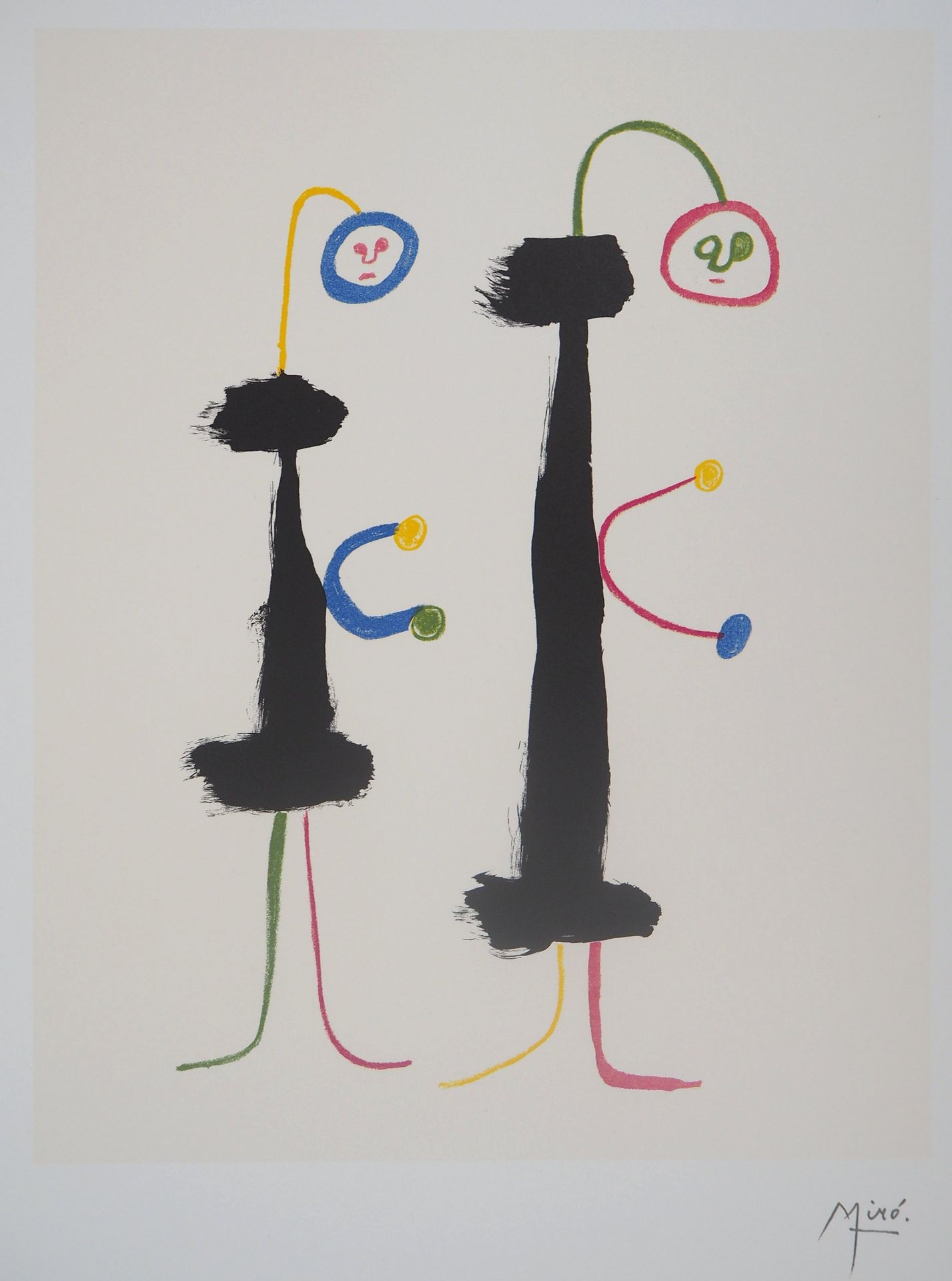 Joan Miro 琼-米罗(1893-1983)(后)

恋爱中的超现实主义夫妇

彩色石版画

板块中的签名

60 x 45厘米，牛皮纸

在Arte（巴&hellip;