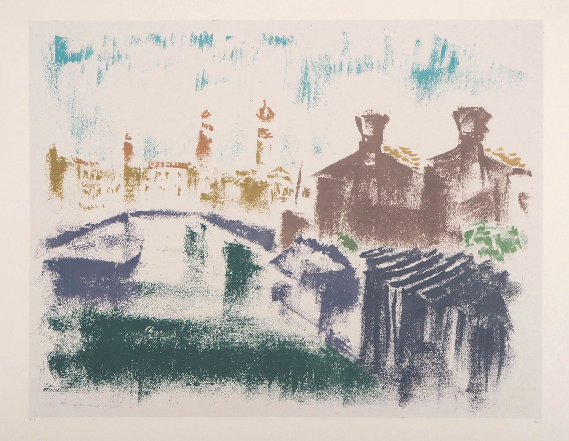 André MASSON André MASSON

威尼斯Giudecca的运河

原始石版画

签有艺术家的字样

涂在牛皮纸上的中国纸，37.5 x 52&hellip;