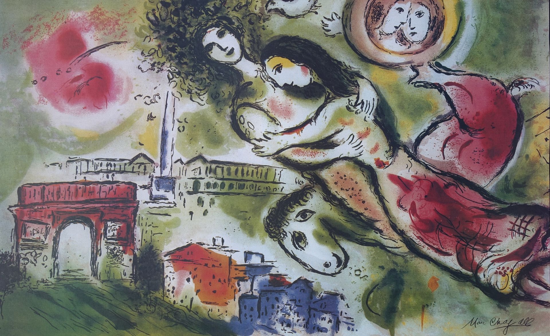 Marc Chagall 马克-夏加尔（1887-1985）（后）。

巴黎/罗密欧与朱丽叶

根据马克-夏加尔的作品制作的石印版画

板块中的签名

在有纹理&hellip;