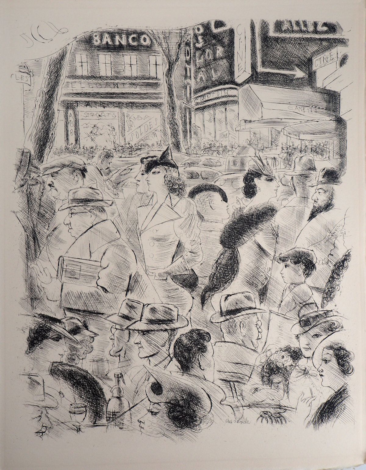 CHAS LABORDE 查斯-拉博德

大街，百货公司，1937年

原始蚀刻画

板块中的签名

牛皮纸上34.5 x 27.5厘米

信息：为 "巴黎的荣&hellip;