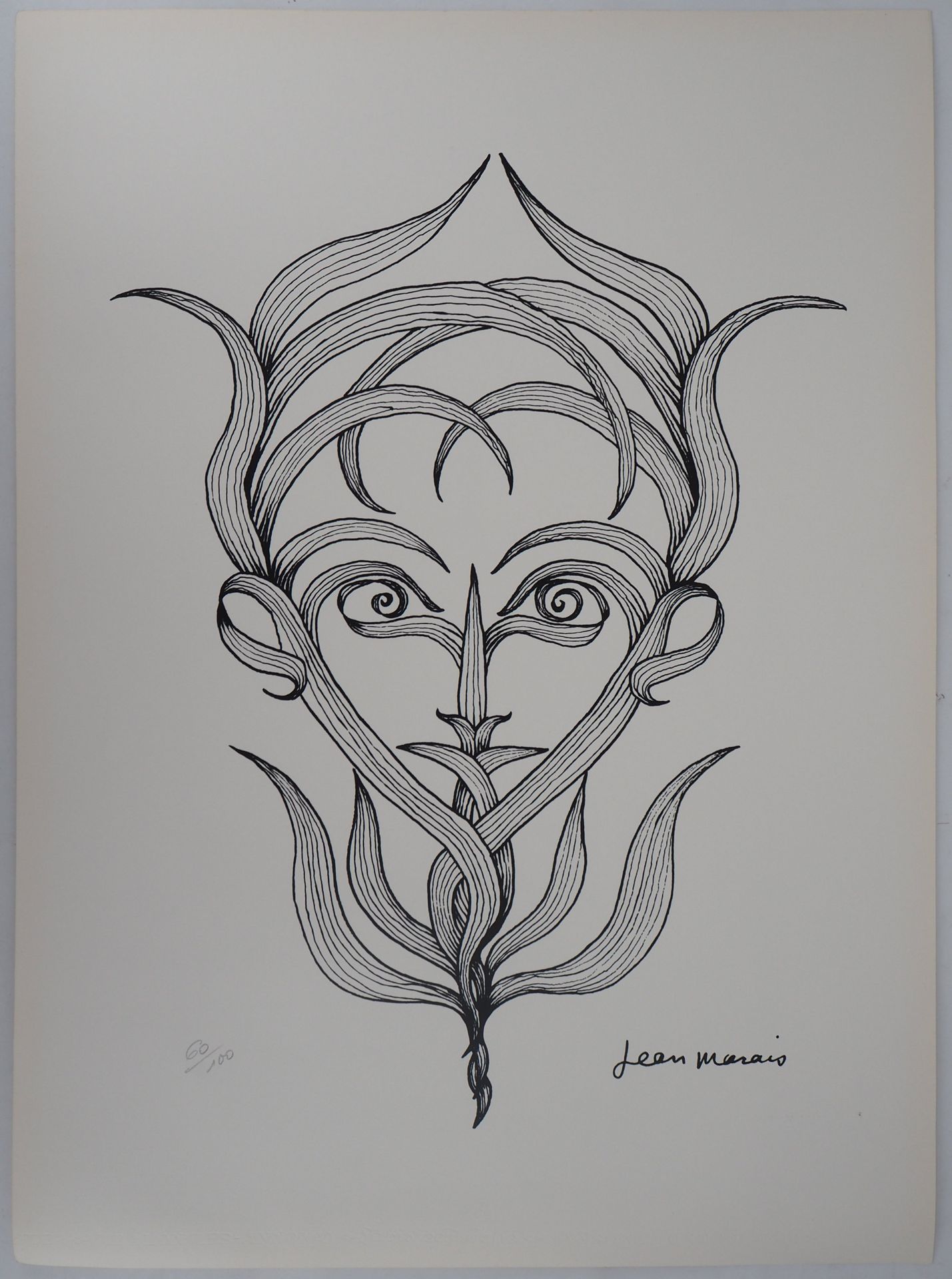 Jean MARAIS 让-马拉维 (1913 - 1998)

蔬菜脸

石版画上的canson Vidalon

盘中有签名，背面有印章（见照片）。

有编&hellip;
