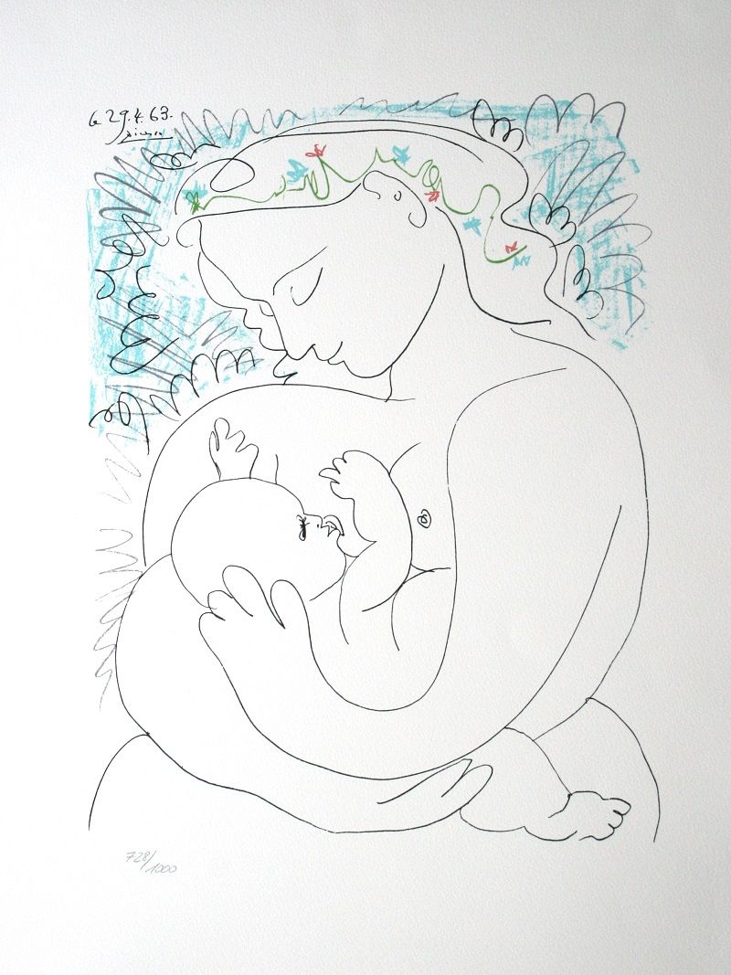 Pablo PICASSO Pablo PICASSO (after)

Maternity

Lithograph on artisanal Vellum A&hellip;