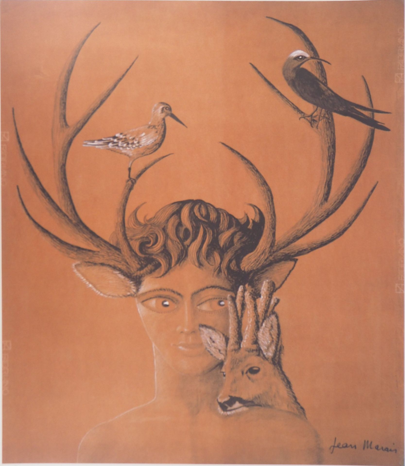 Jean MARAIS 让-马拉维 (1913 - 1998)

自然的精神

牛皮纸上的石版画

版面上有签名，左下方有印章

有编号/50份

在法布里亚诺&hellip;