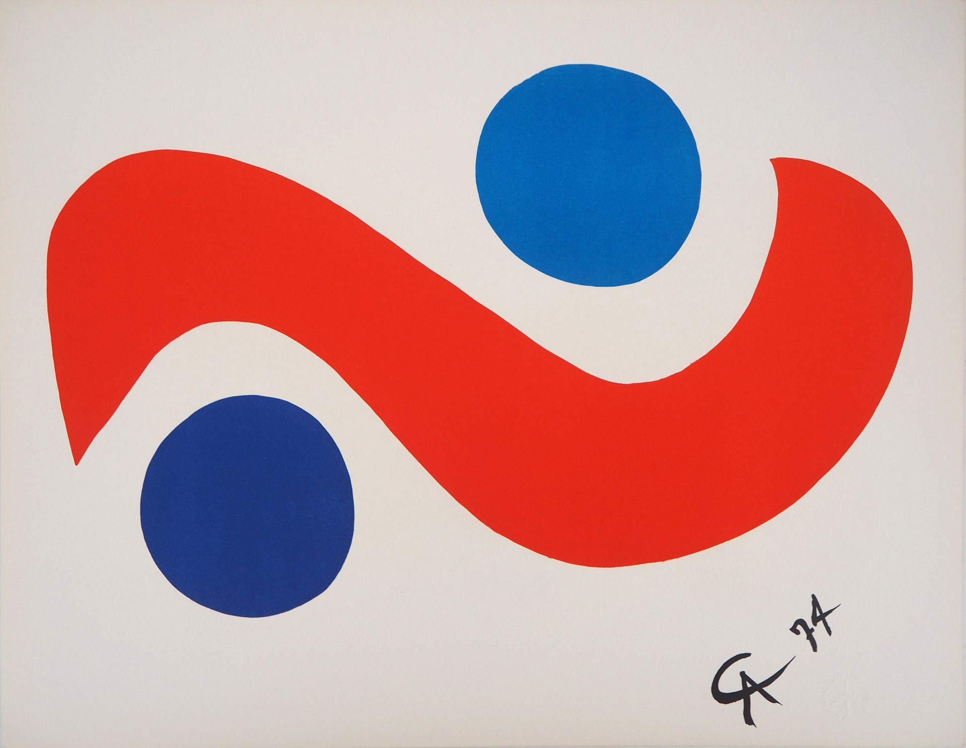 ALEXANDER CALDER 亚历山大-卡尔德

飞翔的颜色--蓝球, 1974

牛皮纸上的彩色平版画

板块中的签名

纸张尺寸66 × 51厘米

由&hellip;