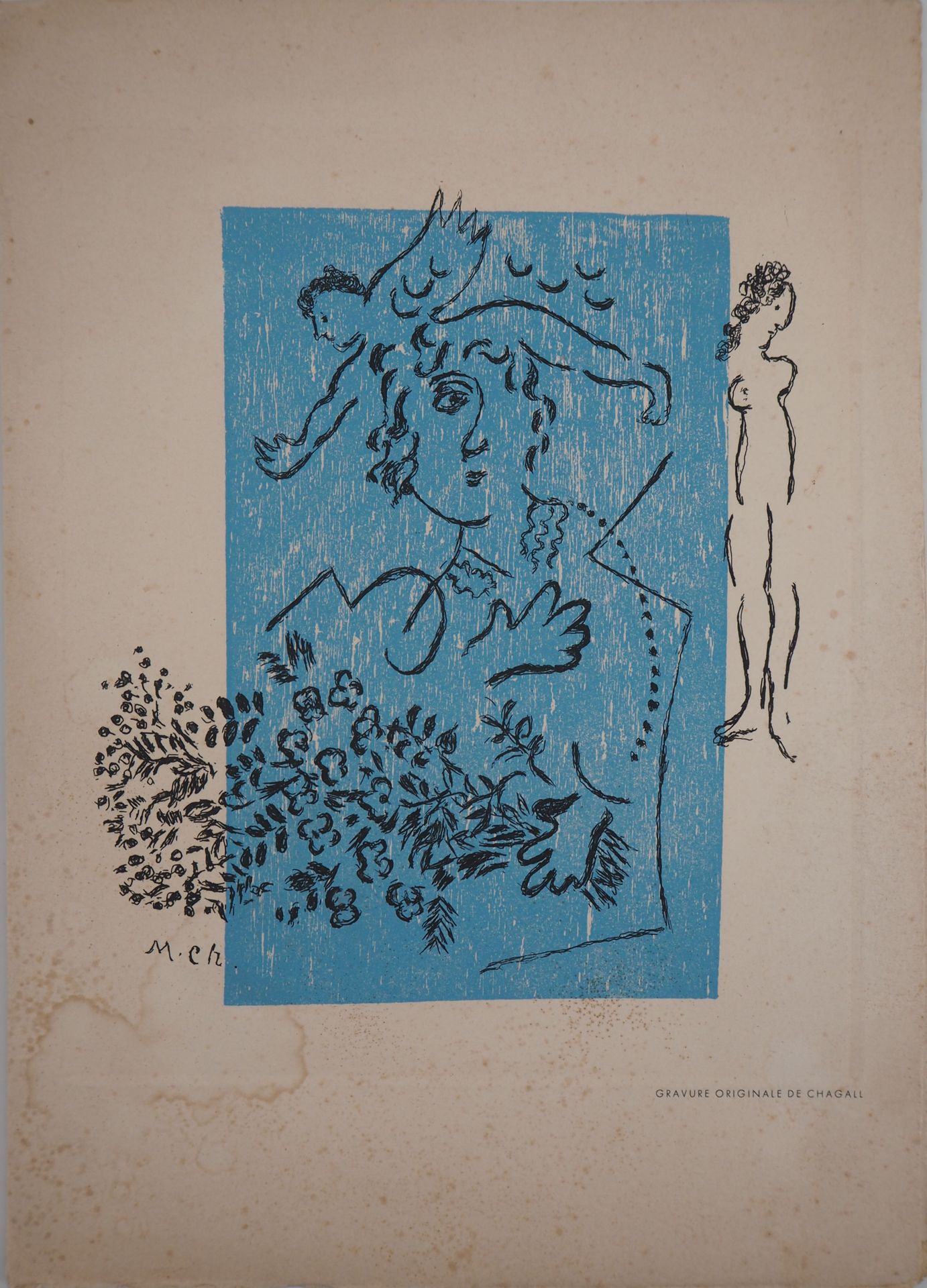 Marc Chagall Marc CHAGALL (1887-1985) Wishes from Aimé Maeght, 1963 Original woo&hellip;