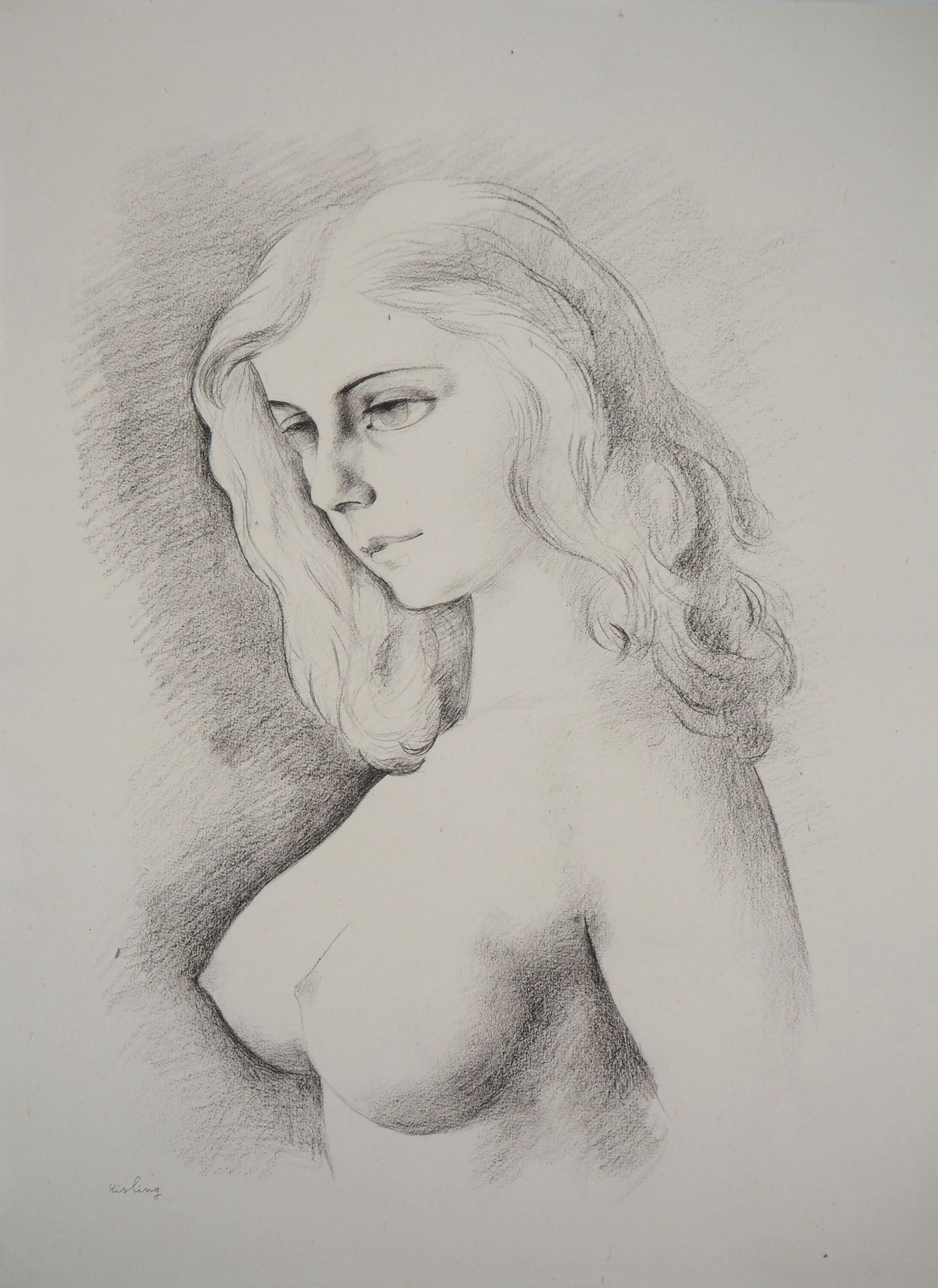 Moise Kisling Moses KISLING Female bust Original lithograph Signed in the plate &hellip;