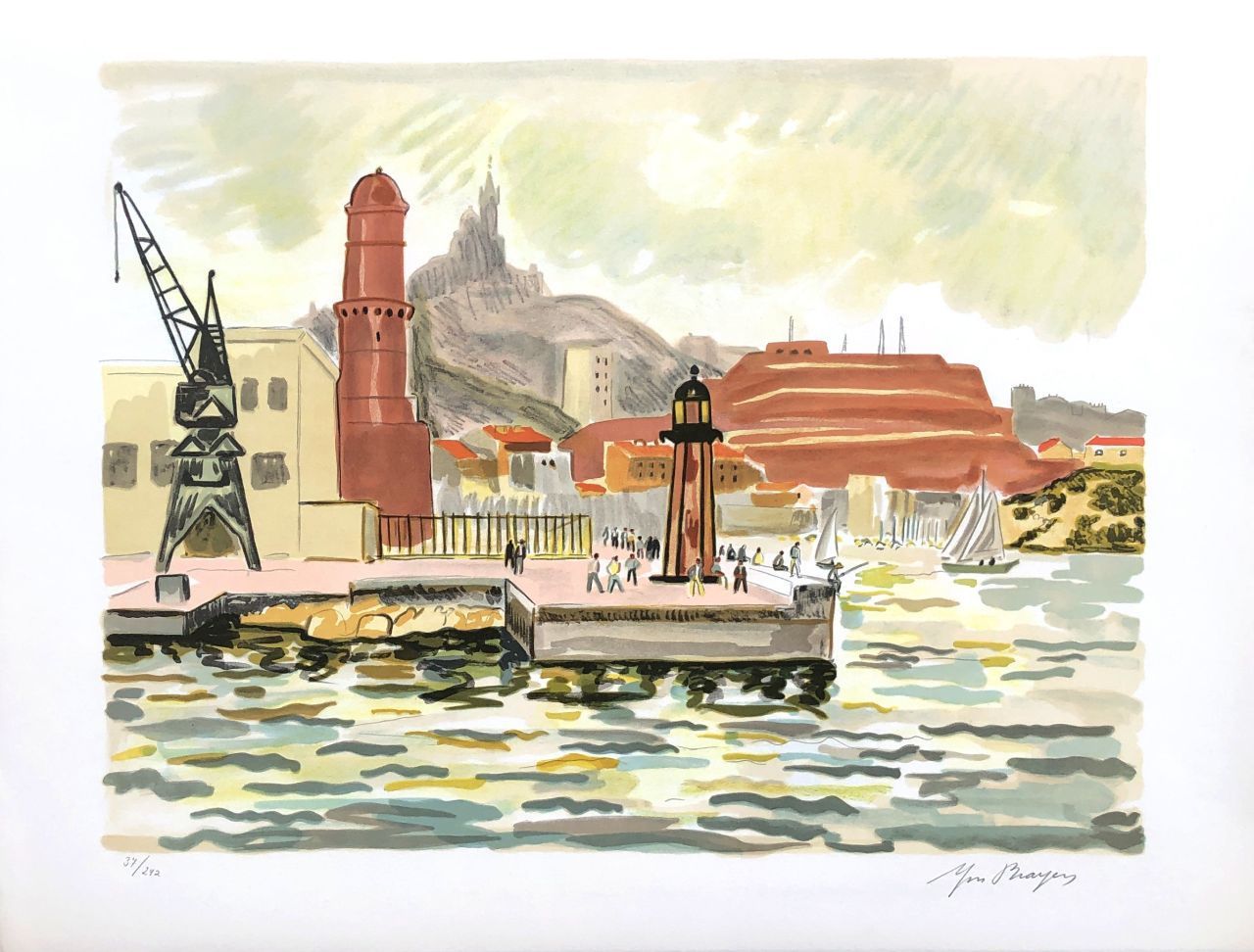 Yves BRAYER Yves BRAYER (1907-1990) Marseille: Fort Saint-Nicolas, 1974 Lithogra&hellip;