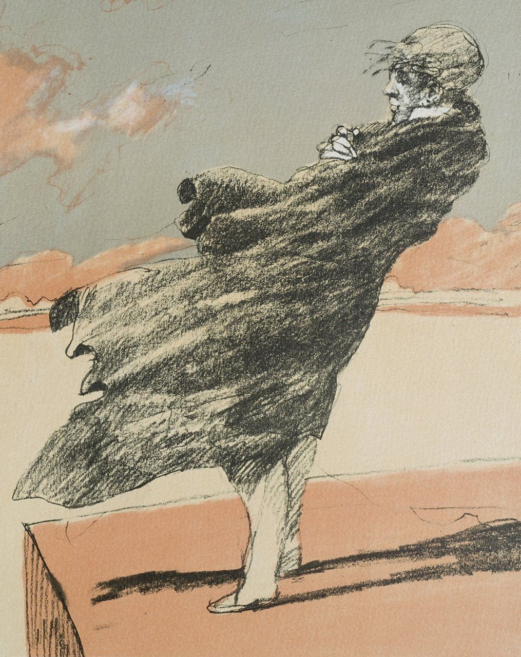 Claude WEISBUCH 克劳德-魏斯布赫(1927-2014)

带着斗篷的男人

真正的原始石版画

在Vélin d'Arches纸上

尺寸：27&hellip;