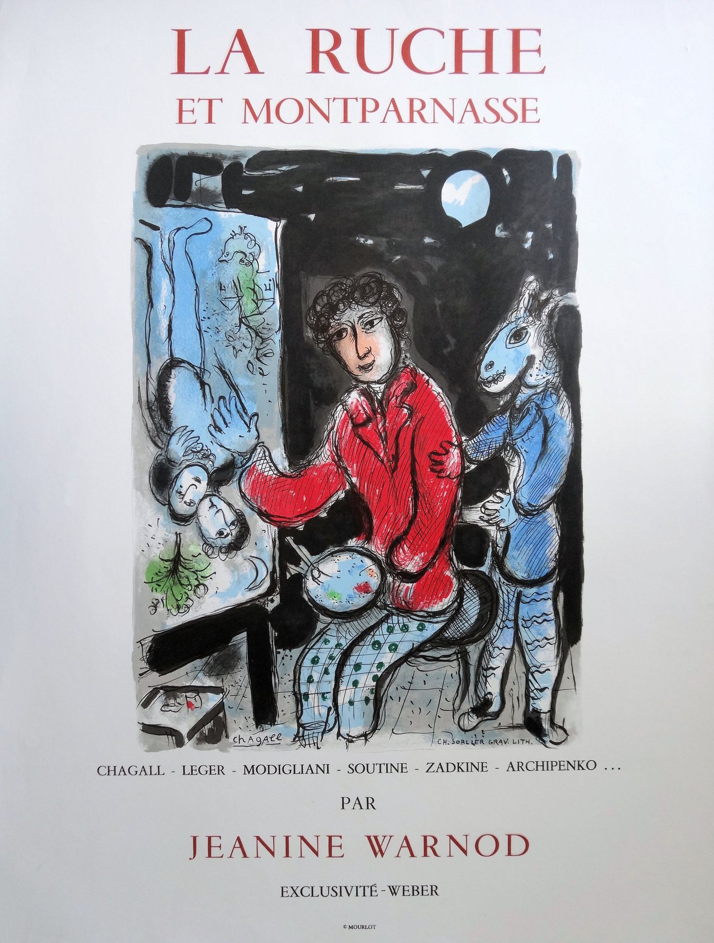 Marc Chagall 马克-查戈尔

蜂巢和蒙巴纳斯，1978年

石头上的平版印刷海报

索里耶刻制的

板块中的签名

 

 71 x 54 厘米

&hellip;