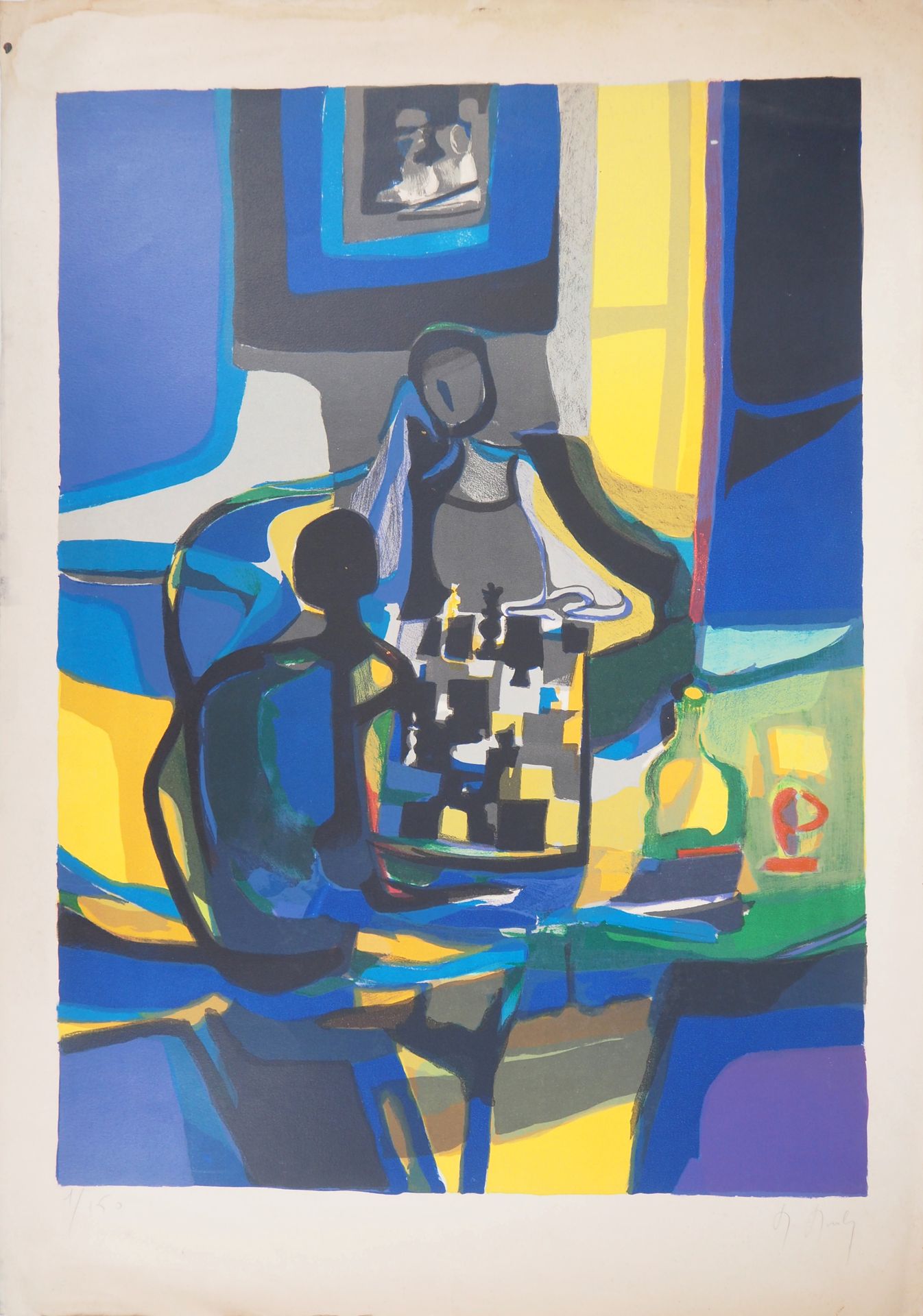 Marcel MOULY Marcel MOULY (1918-2008) The chess game Original lithograph Signed &hellip;