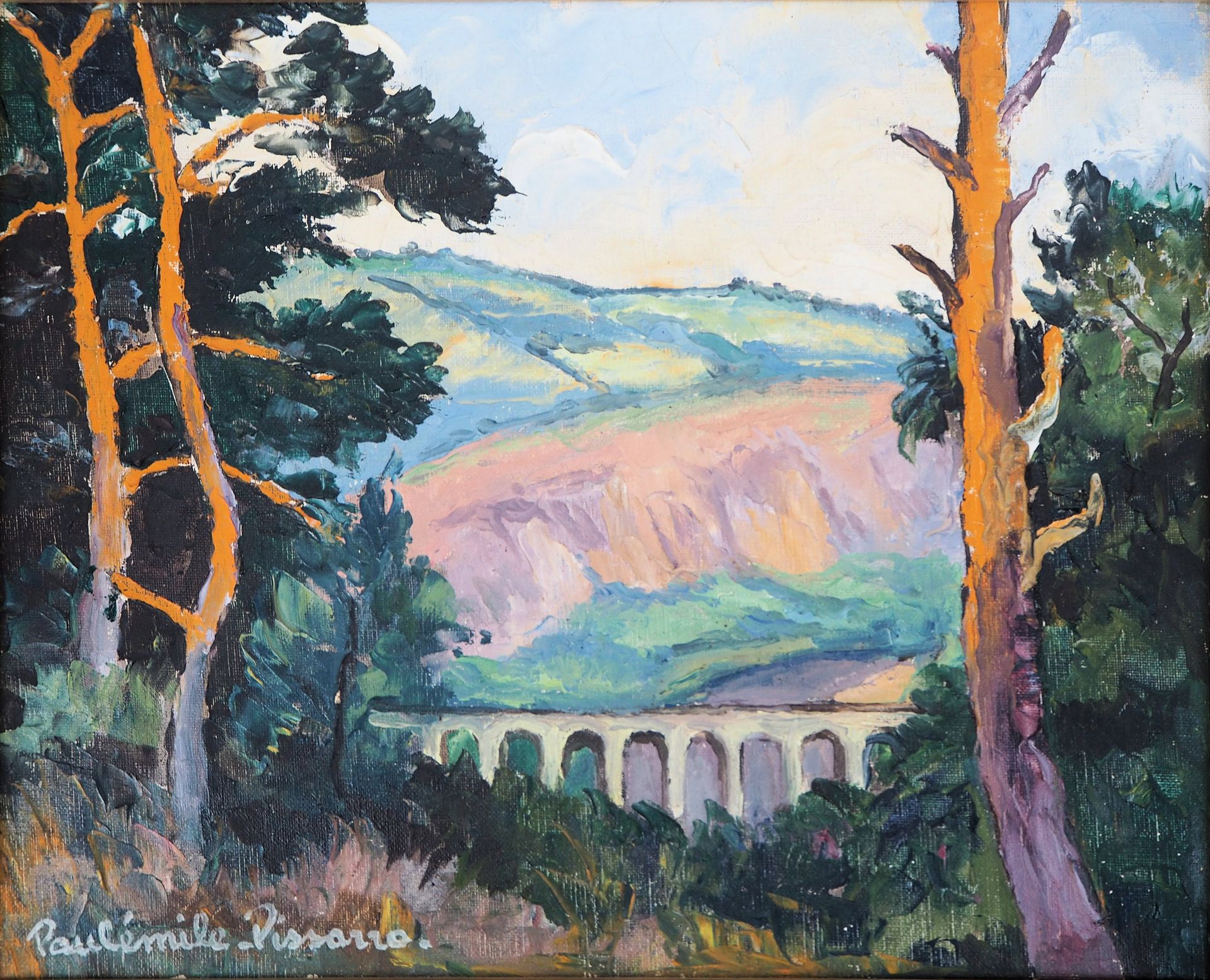Paul-Emile Pissarro 保罗-埃米尔-皮萨罗(1884-1972)

诺曼底的桥：向塞尚致敬

布面油画

左下方有签名

背面有标题

画布上&hellip;