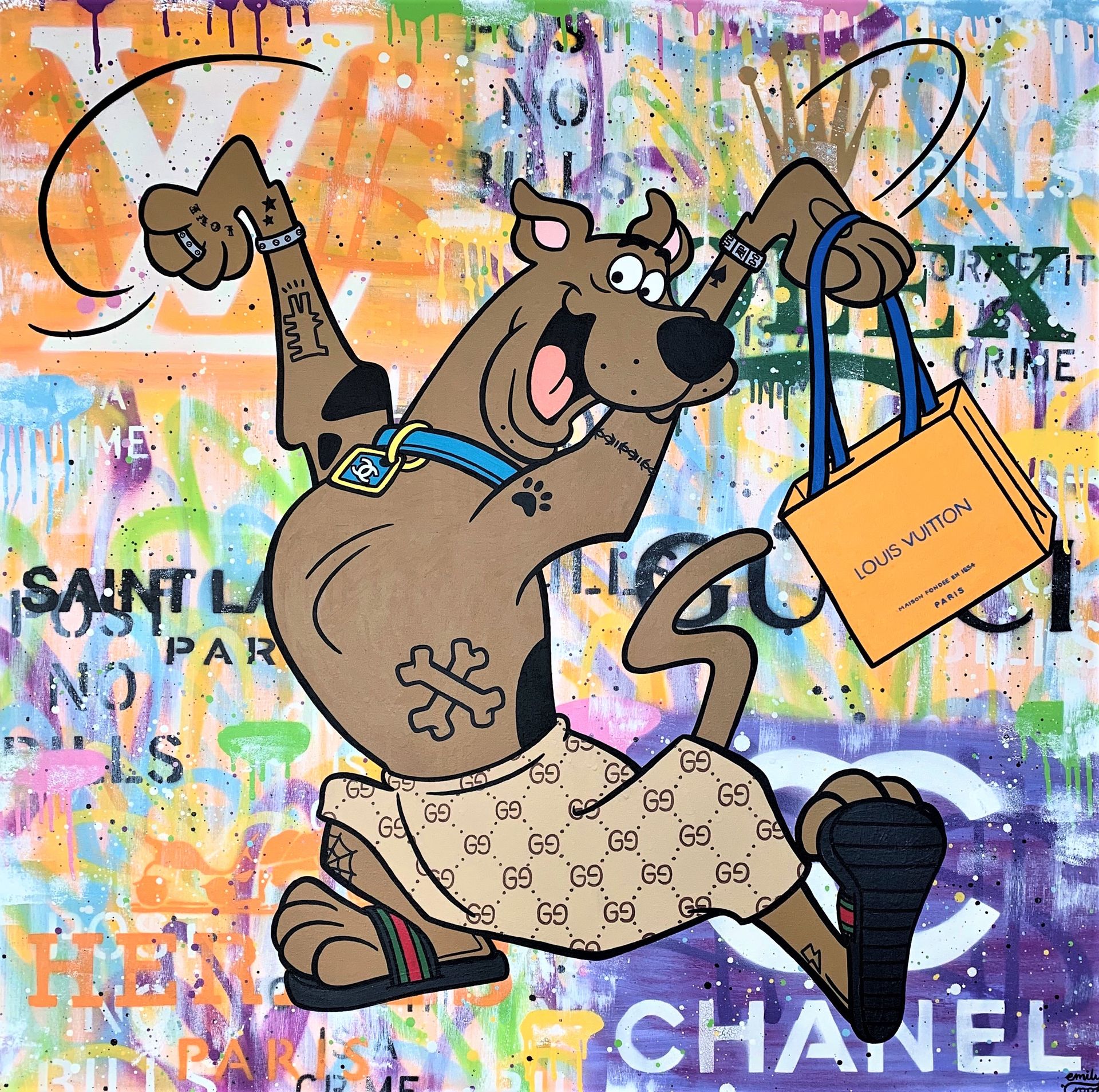 Emily Crook Emily Crook 

 Scooby Shopping, 2020

 

 Spray y acrílico sobre lie&hellip;