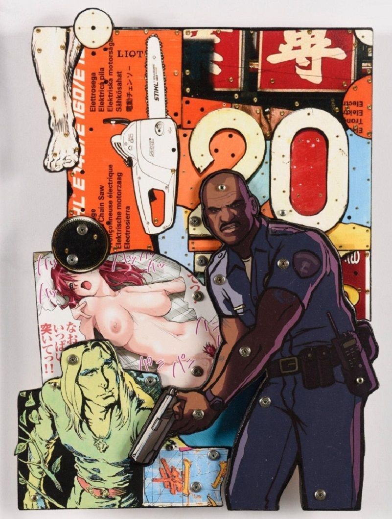 Eric LIOT Eric Liot What are the police doing, 2009 Acrylic and collage on wood &hellip;
