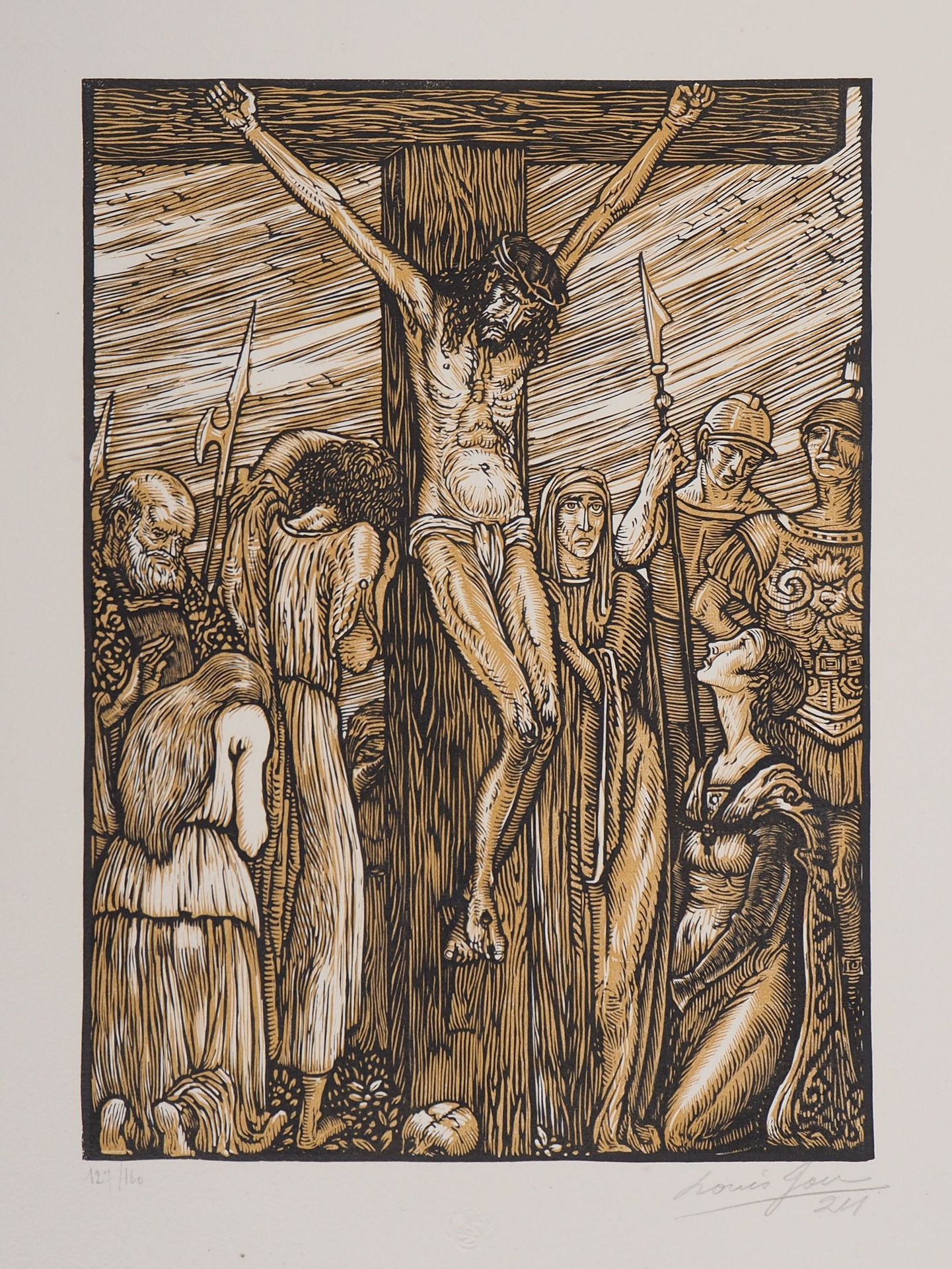 Louis JOU Louis JOU Stabat Mater, 1924 Original engraved wood Signed in pencil N&hellip;