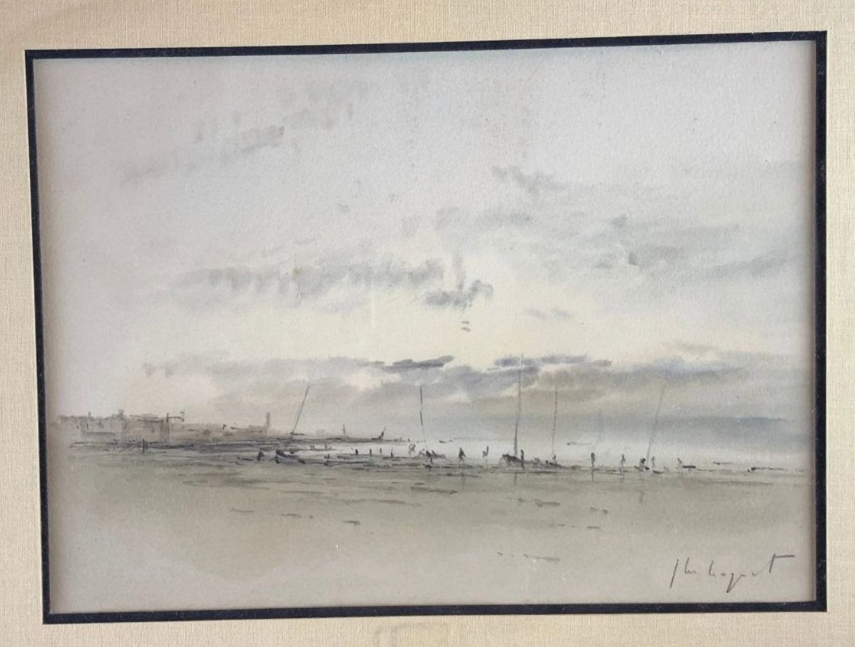 Jean-Michel NOQUET 让-米歇尔-诺凯 (1950-2014)

海滩

水彩画，右下方有签名。

有框

状况良好

目测尺寸20 x 27厘&hellip;