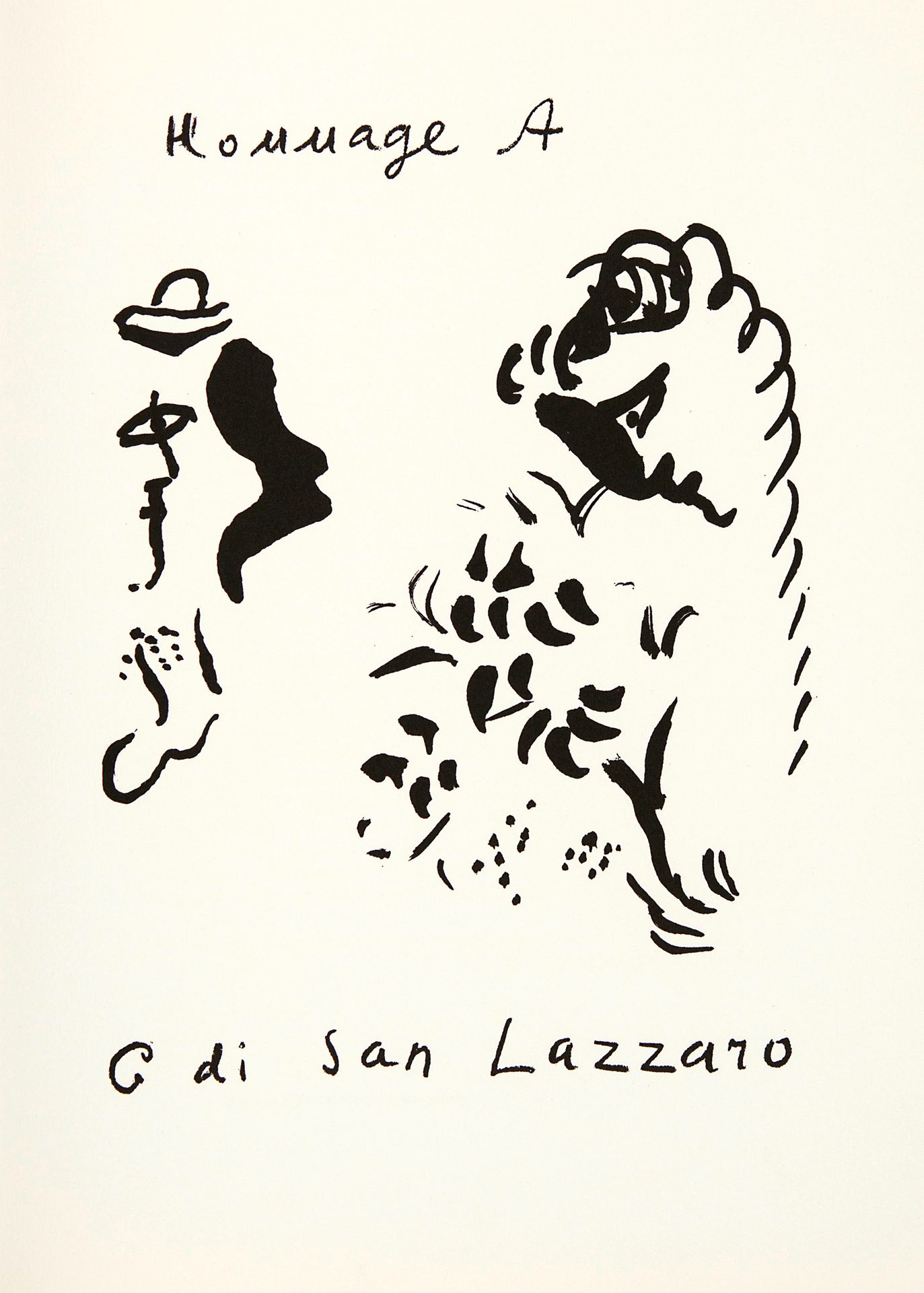 Marc Chagall 马克-夏加尔

 向圣拉扎罗致敬

 

 梭织纸上的原始石版画

 限量575册，无签名

 出版商：XXe siècle, Par&hellip;