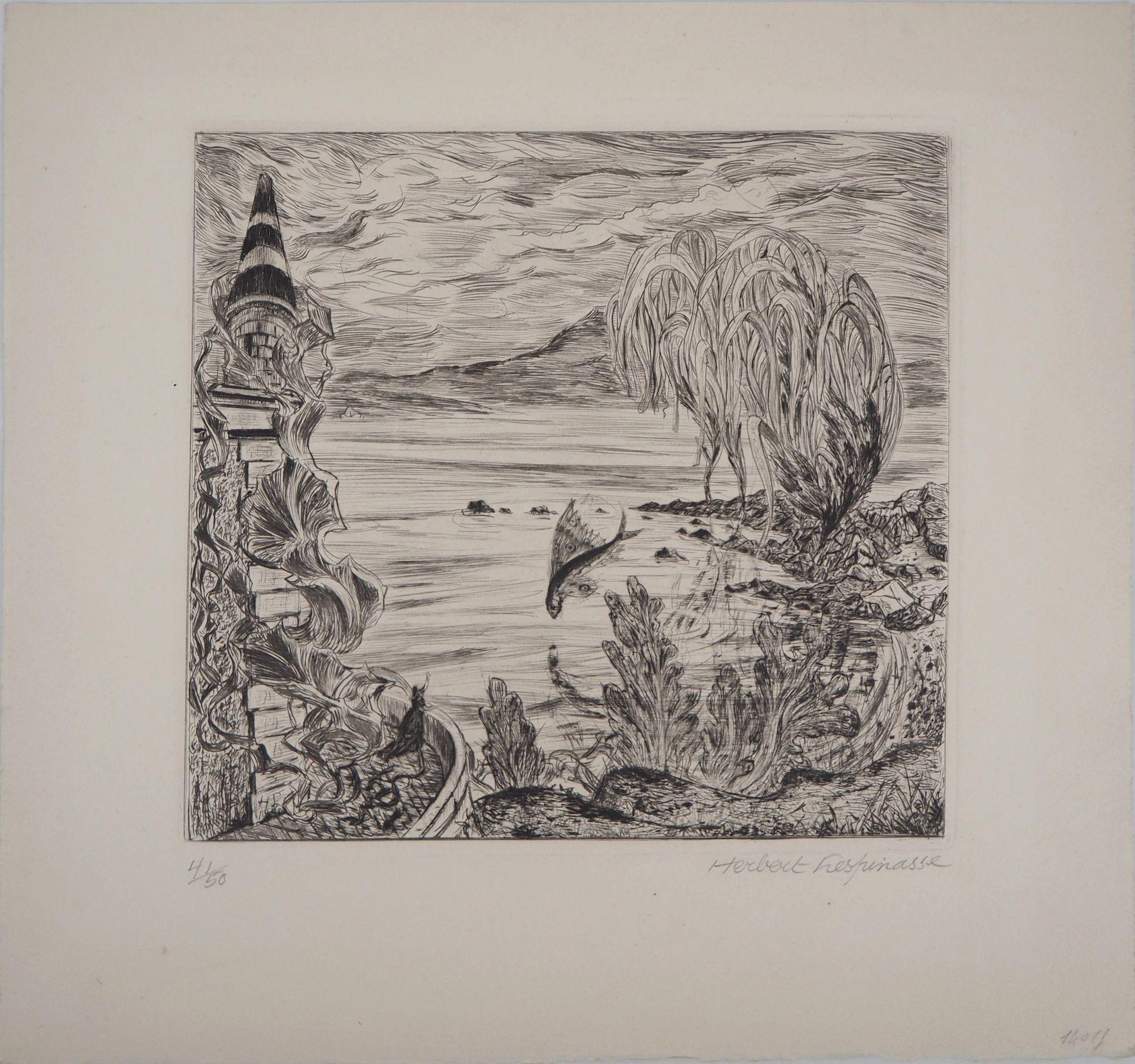 Herbert LESPINASSE 赫伯特-莱斯皮纳什(1884-1972)

讲故事的景观

原始蚀刻画

用铅笔签名

牛皮纸上 32.5 x 34.5
&hellip;
