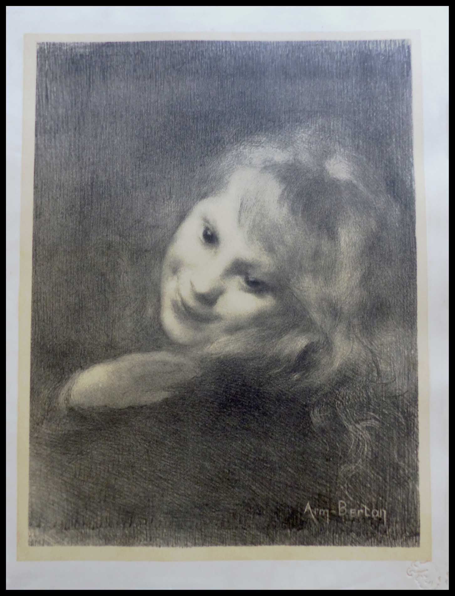 E. Frey Armand BERTON: (1864 - 1927) RIEUSE 1897 Original lithograph Work signed&hellip;