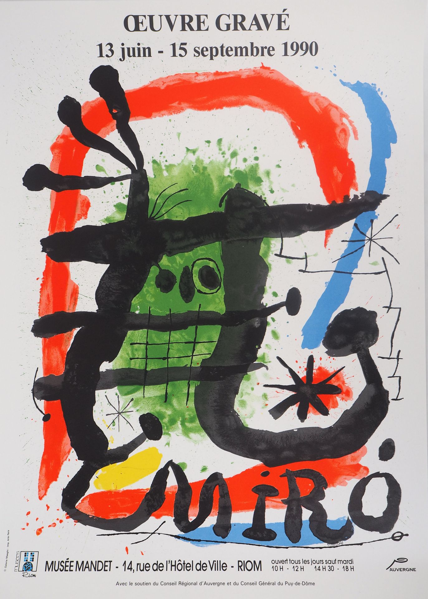 Joan Miro 琼-米罗

带帽子和星星的人物，1990年

原创的复古海报，采用平版印刷（Arte印刷公司）。

板块中的签名

厚纸上 70 × 50 &hellip;